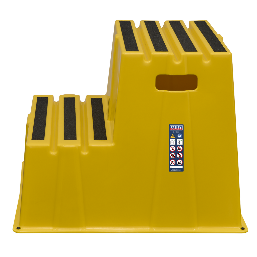 Heavy-Duty 2-Step Safety Steps with Anti-Slip Treads 150kg Capacity, Yellow - EN 14183 KS6
