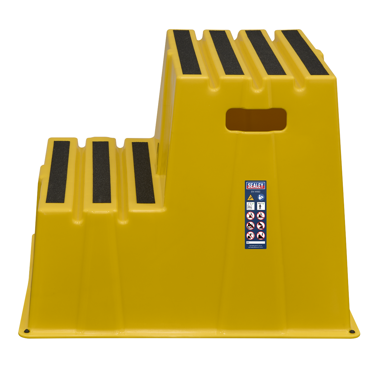 Heavy-Duty 2-Step Safety Steps with Anti-Slip Treads 150kg Capacity, Yellow - EN 14183 KS6