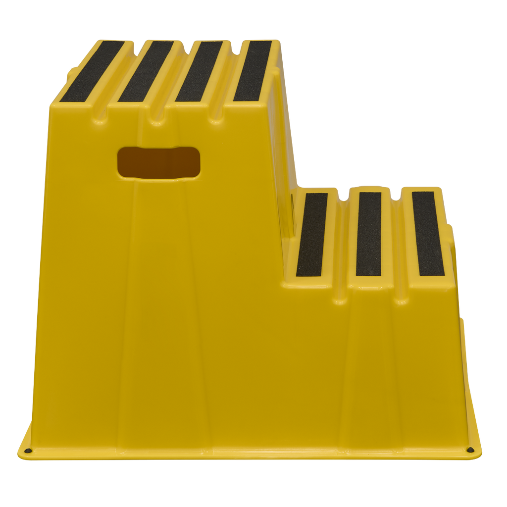 Heavy-Duty 2-Step Safety Steps with Anti-Slip Treads 150kg Capacity, Yellow - EN 14183 KS6