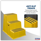 Heavy-Duty 3-Step Safety Steps with Anti-Slip Treads 150kg Capacity, Yellow - EN 14183 KS7