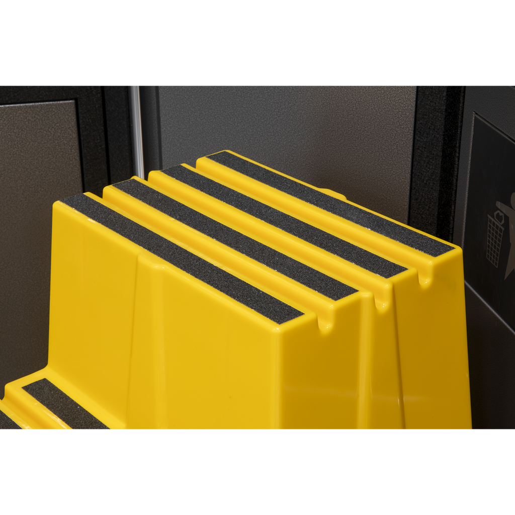 Heavy-Duty 3-Step Safety Steps with Anti-Slip Treads 150kg Capacity, Yellow - EN 14183 KS7