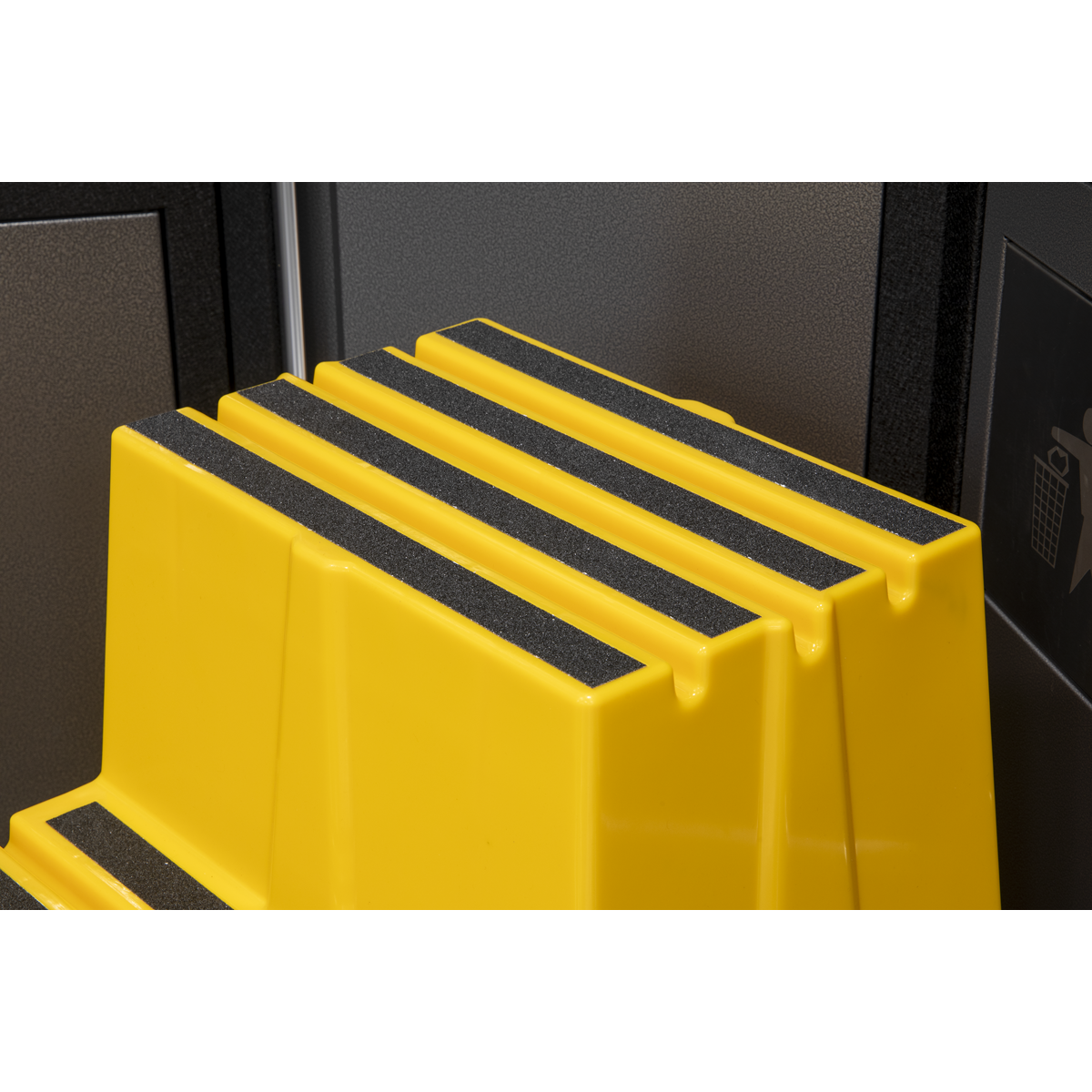 Heavy-Duty 3-Step Safety Steps with Anti-Slip Treads 150kg Capacity, Yellow - EN 14183 KS7