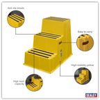 Heavy-Duty 3-Step Safety Steps with Anti-Slip Treads 150kg Capacity, Yellow - EN 14183 KS7