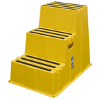 Heavy-Duty 3-Step Safety Steps with Anti-Slip Treads 150kg Capacity, Yellow - EN 14183 KS7