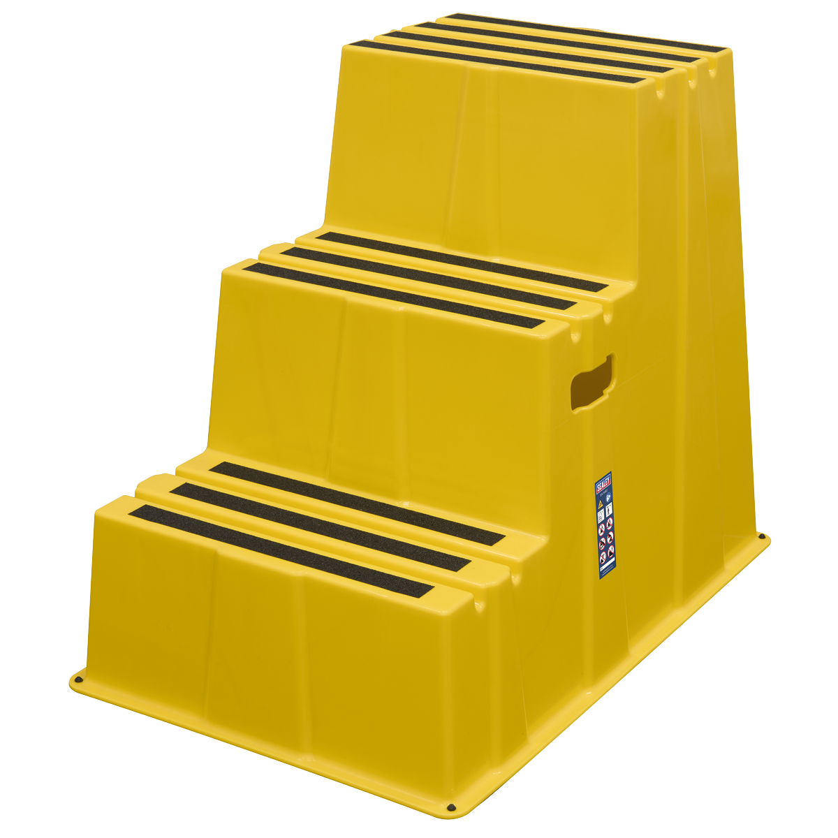 Heavy-Duty 3-Step Safety Steps with Anti-Slip Treads 150kg Capacity, Yellow - EN 14183 KS7
