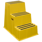 Heavy-Duty 3-Step Safety Steps with Anti-Slip Treads 150kg Capacity, Yellow - EN 14183 KS7