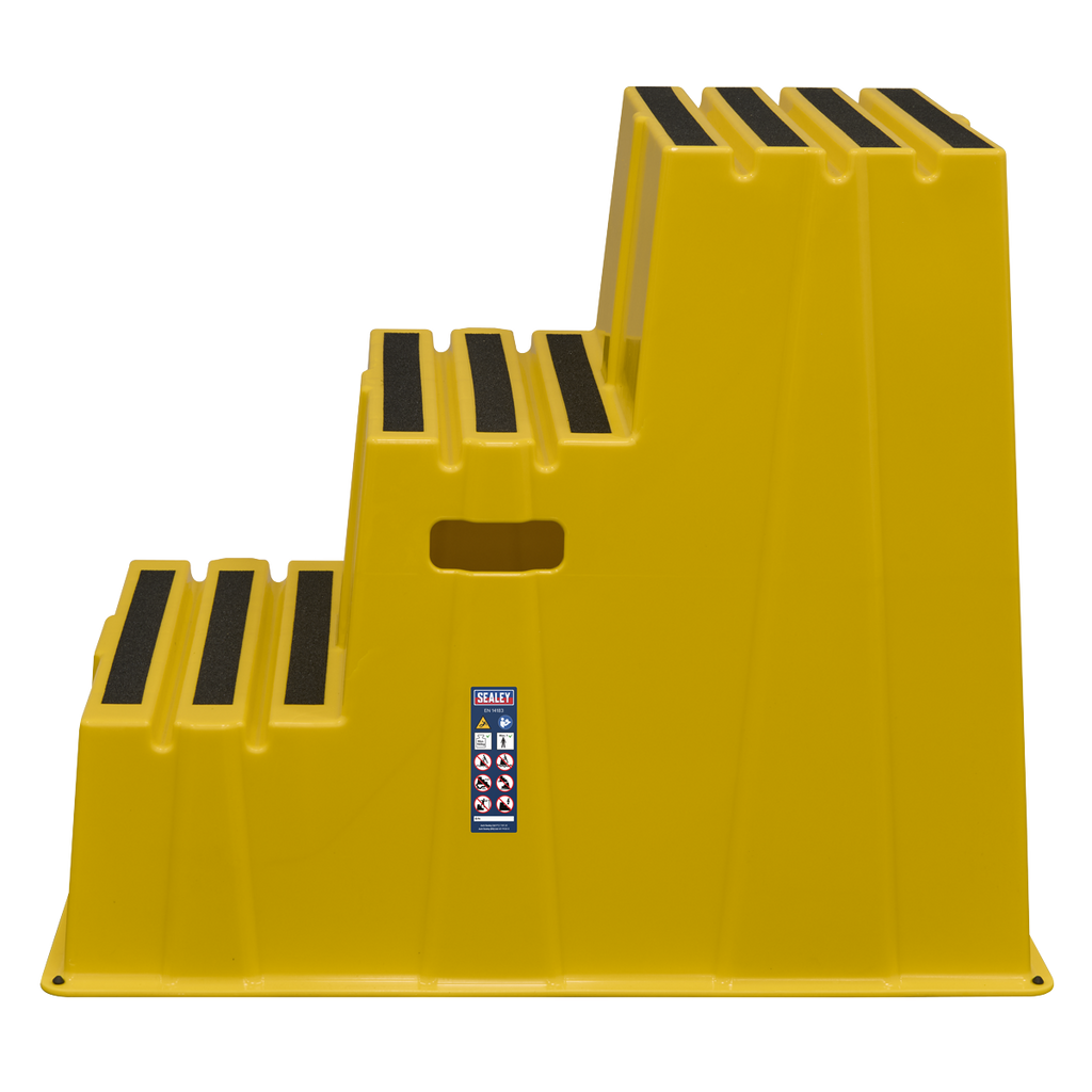 Heavy-Duty 3-Step Safety Steps with Anti-Slip Treads 150kg Capacity, Yellow - EN 14183 KS7
