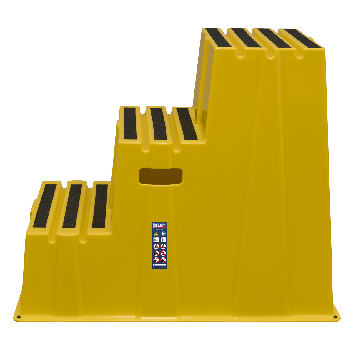 Heavy-Duty 3-Step Safety Steps with Anti-Slip Treads 150kg Capacity, Yellow - EN 14183 KS7