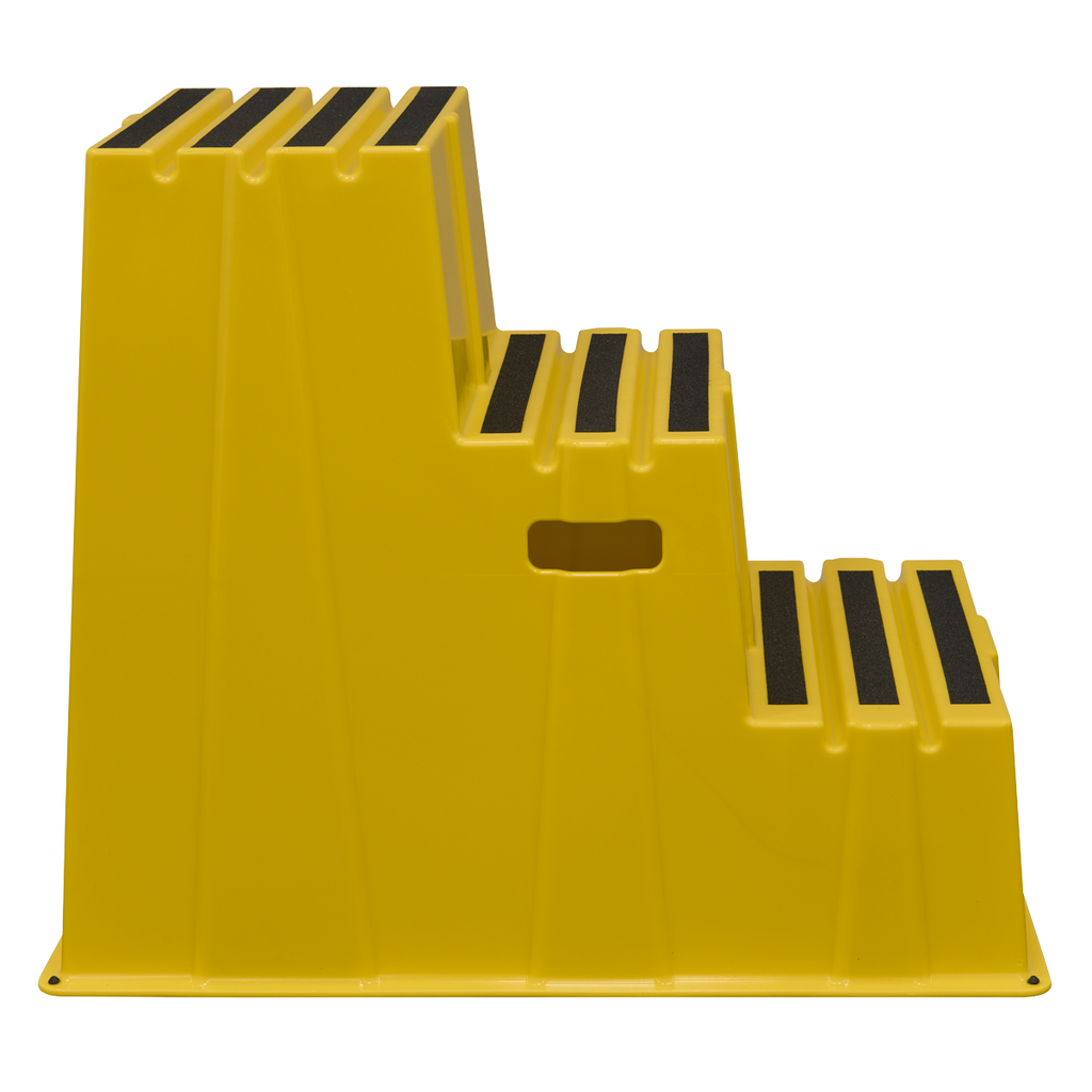 Heavy-Duty 3-Step Safety Steps with Anti-Slip Treads 150kg Capacity, Yellow - EN 14183 KS7
