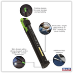 Rechargeable Slim Folding Pocket Light 2 COB & 1 SMD LED - Green LED01G