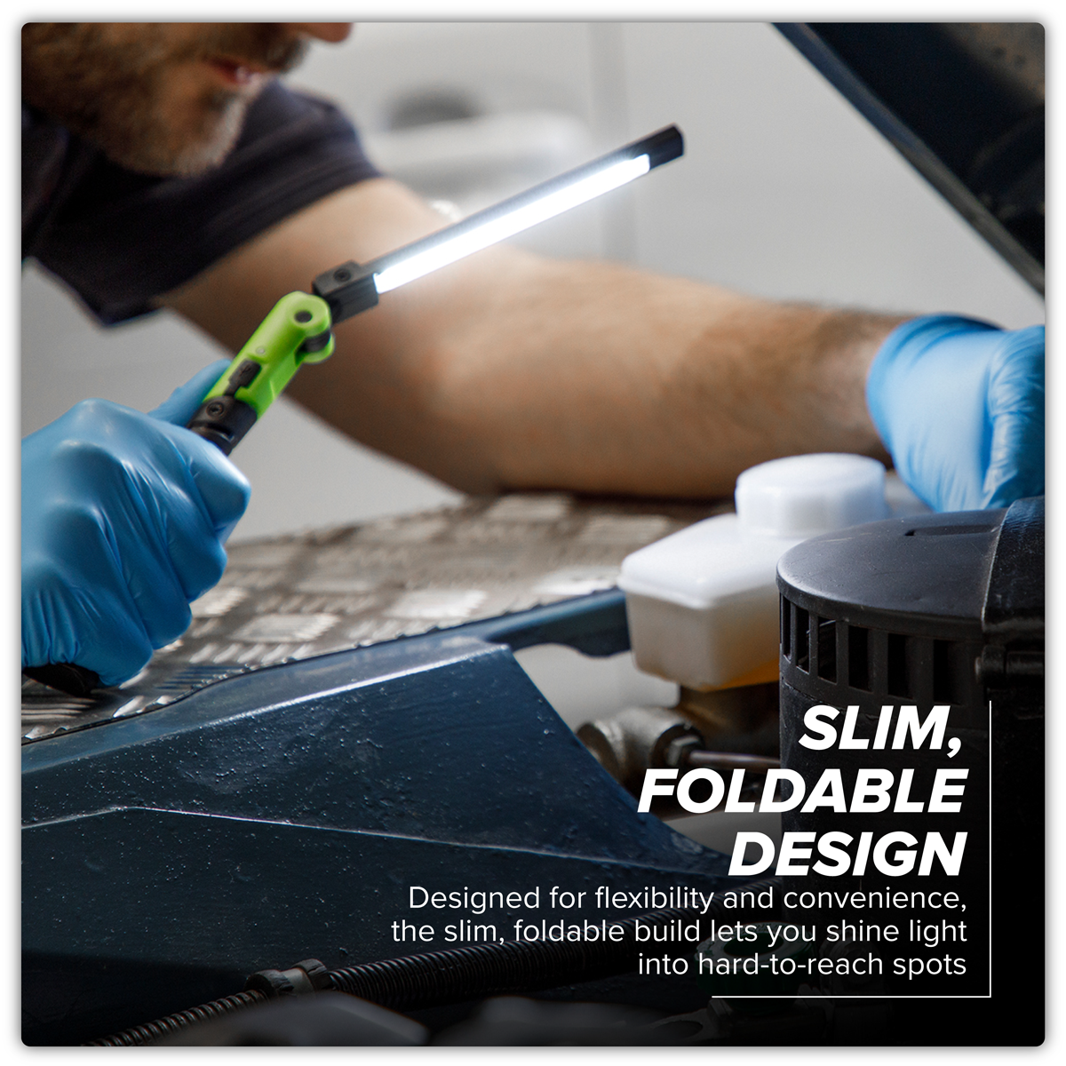 Rechargeable Slim Folding Pocket Light 2 COB & 1 SMD LED - Green LED01G