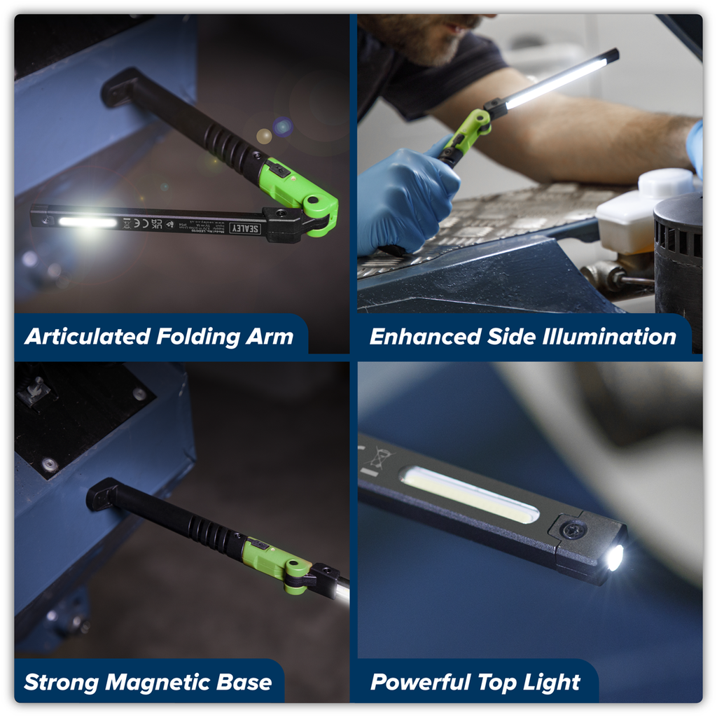 Rechargeable Slim Folding Pocket Light 2 COB & 1 SMD LED - Green LED01G