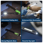 Rechargeable Slim Folding Pocket Light 2 COB & 1 SMD LED - Green LED01G