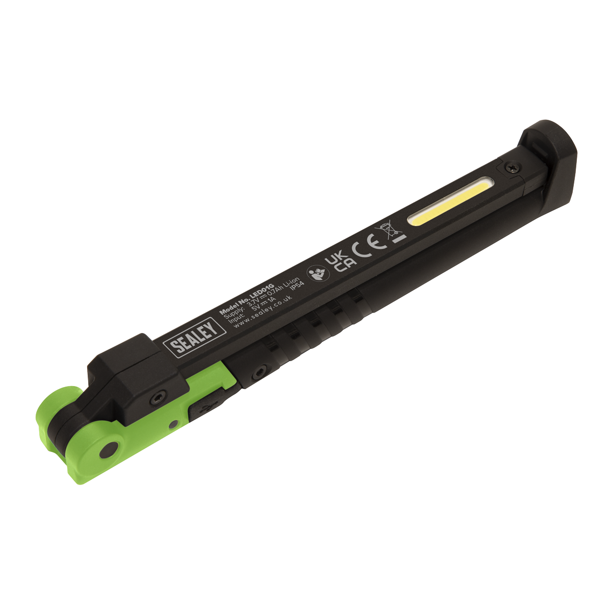 Rechargeable Slim Folding Pocket Light 2 COB & 1 SMD LED - Green LED01G