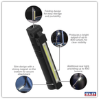 Rechargeable Aluminium Folding Pocket Light 2 COB & 1 SMD LED LED02G