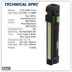 Rechargeable Aluminium Folding Pocket Light 2 COB & 1 SMD LED LED02G