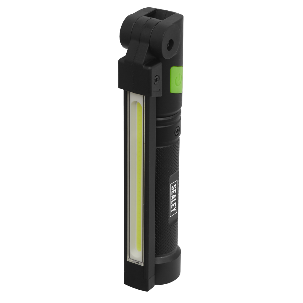 Rechargeable Aluminium Folding Pocket Light 2 COB & 1 SMD LED LED02G