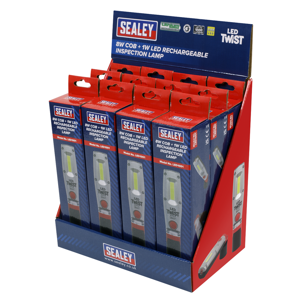 LED Twist® Rechargeable Inspection Light 8W - Display Box of 12 LED1001DB