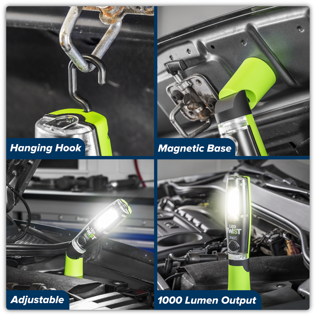 LED Twist® Rechargeable Inspection Light 8W COB & 1W SMD LED - Green LED1001G