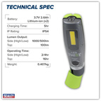 LED Twist® Rechargeable Inspection Light 8W COB & 1W SMD LED - Green LED1001G