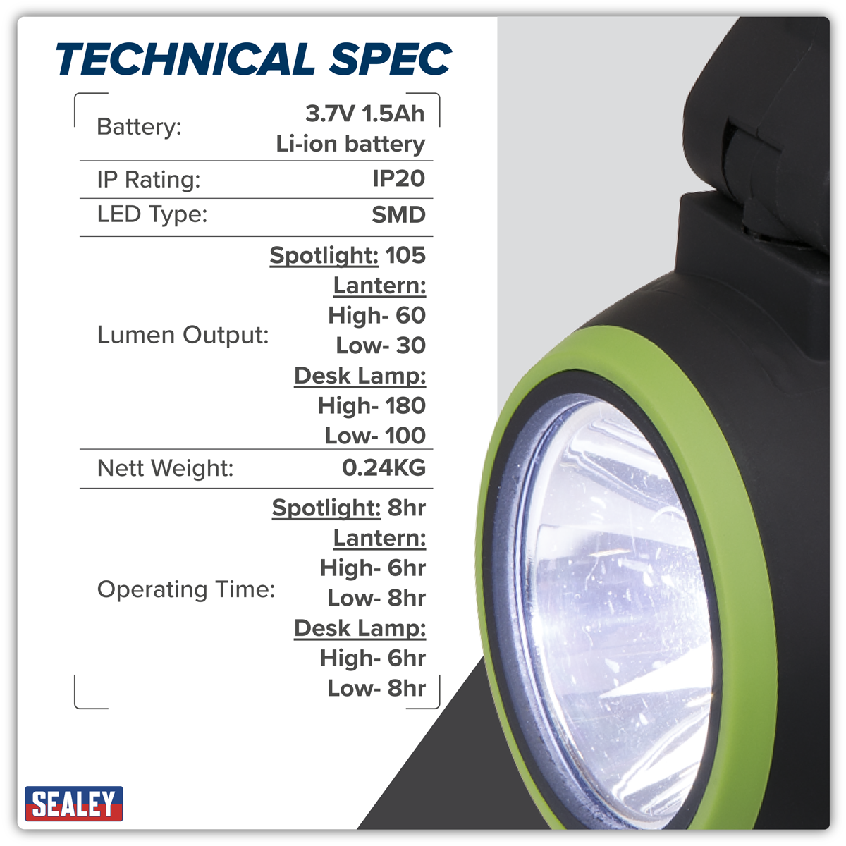 Rechargeable 3-in-1 Spotlight 3W SMD LED LED140