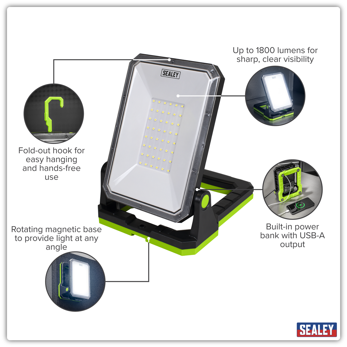 Rechargeable Portable Floodlight & Power Bank 20W SMD LED LED1800PB