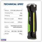 Rechargeable Slim Folding Inspection Light 6W COB LED & 1W SMD LED LED186