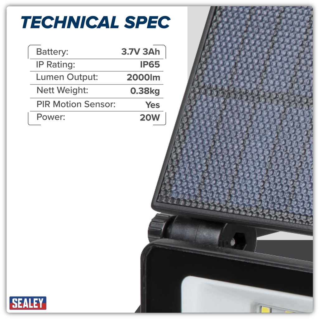 20W SMD LED Extra-Slim Solar Floodlight with Wall Bracket LED20S