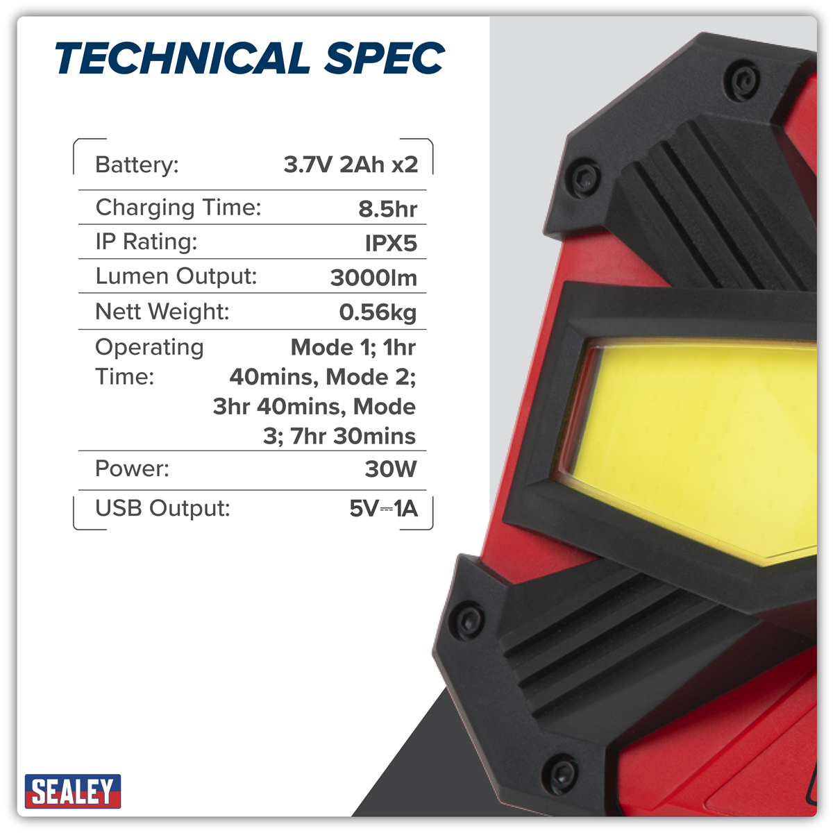 Rechargeable Portable Floodlight & Power Bank 30W COB LED LED3000