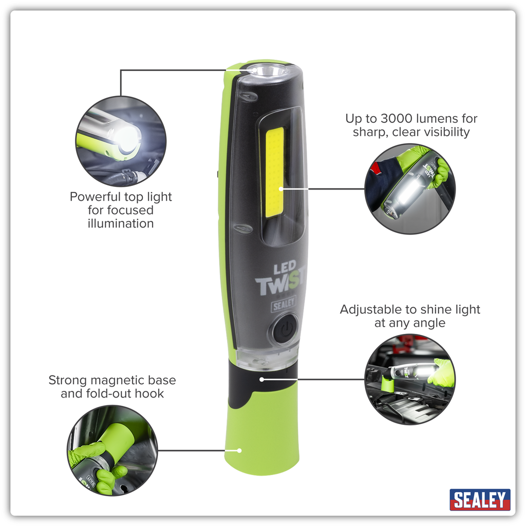LED Twist® Rechargeable Inspection Light with Power Bank 20W COB & 3W SMD LED LED3001G