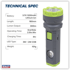 Rechargeable Dual Mode Hand Torch 3W & 2W COB LED LED302