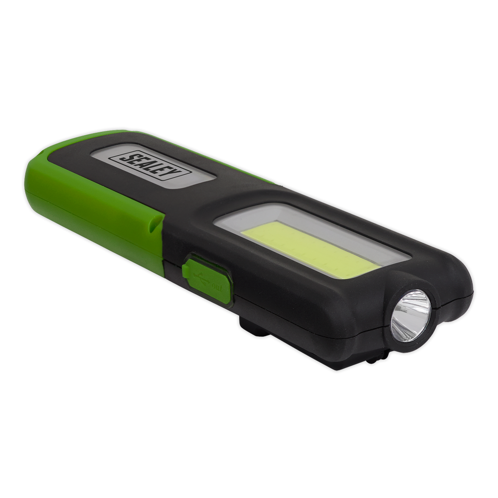 Rechargeable Inspection Light with Power Bank 5W COB & 3W SMD LED - Green LED318G