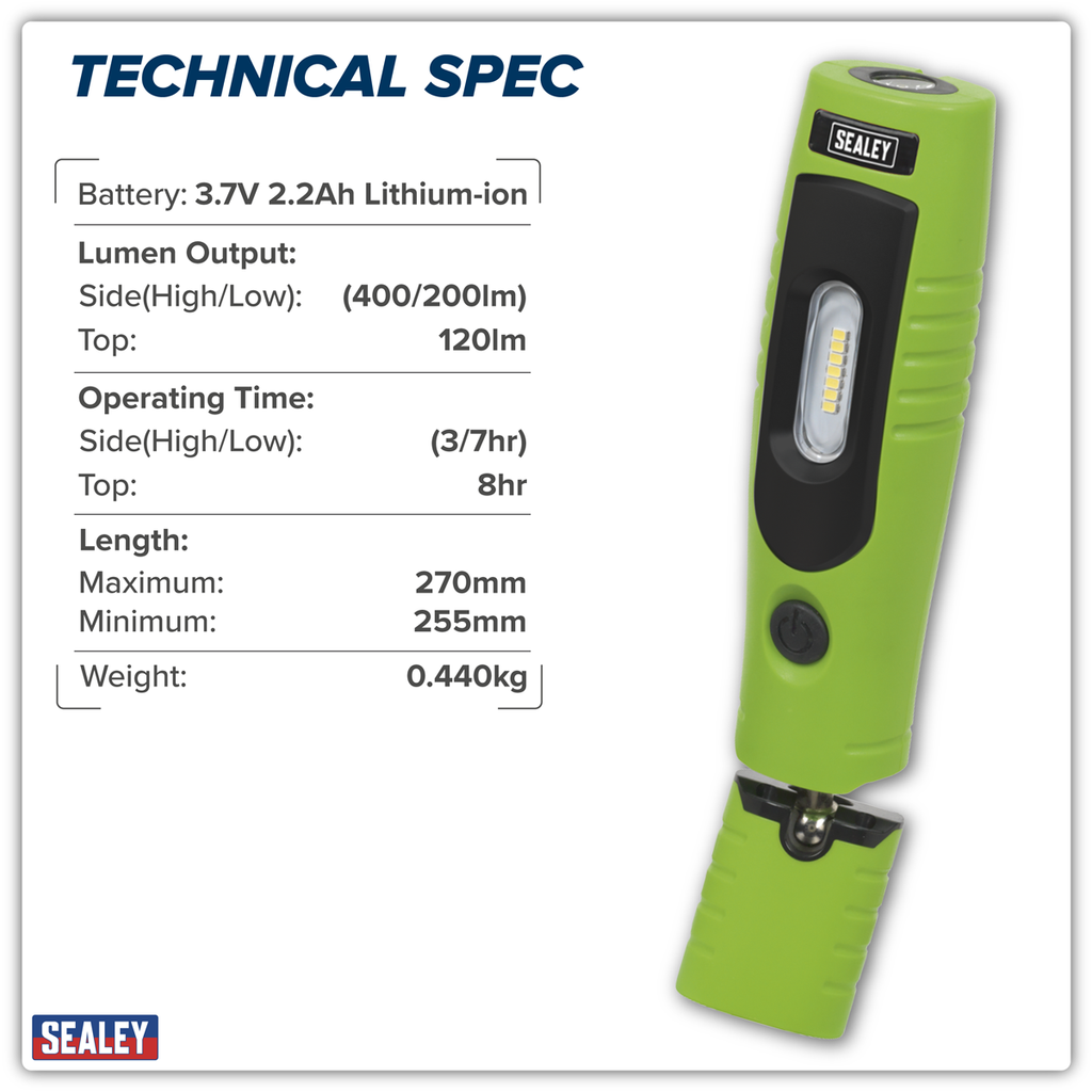 Rechargeable 360° Inspection Light 4W & 3W SMD LED - Green LED3602G