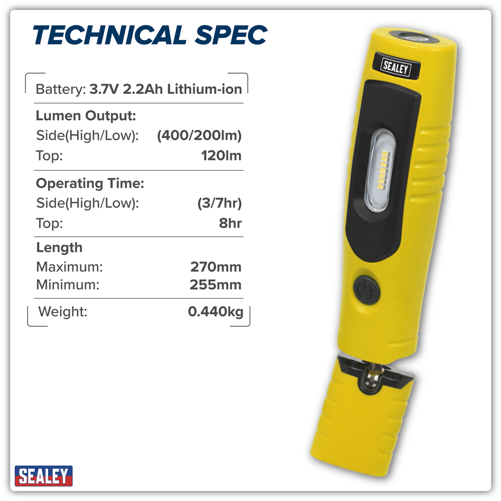 Rechargeable 360° Inspection Light 4W & 3W SMD LED - Yellow LED3602Y