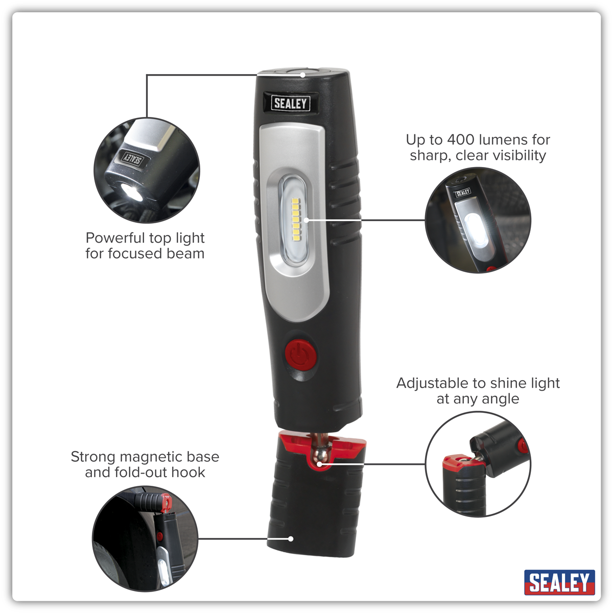 Rechargeable 360° Inspection Light 4W & 3W SMD LED - Black LED3602