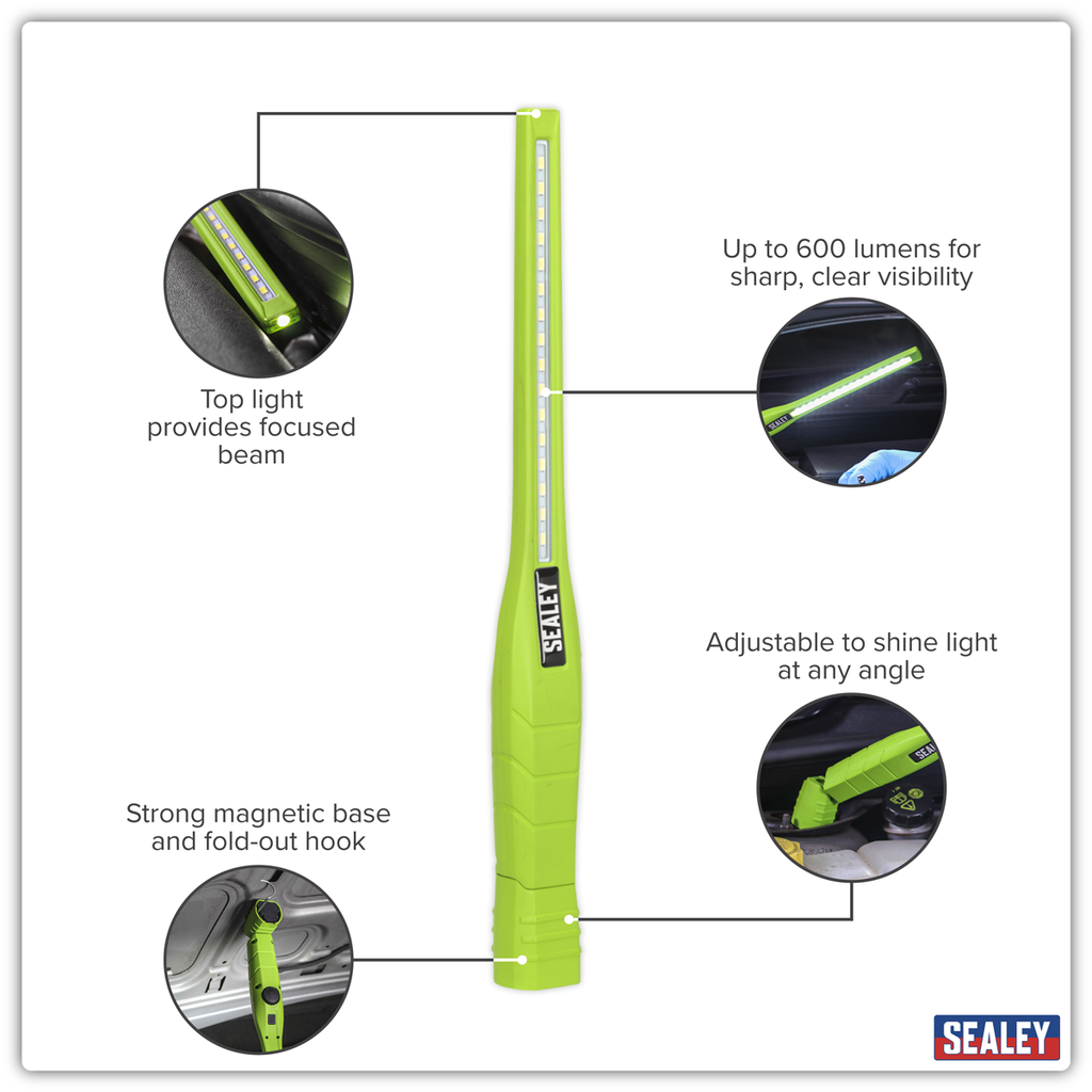 Rechargeable 360° Slim Inspection Light 8W & 1W SMD LED - Green LED3604G