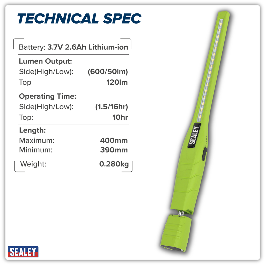 Rechargeable 360° Slim Inspection Light 8W & 1W SMD LED - Green LED3604G