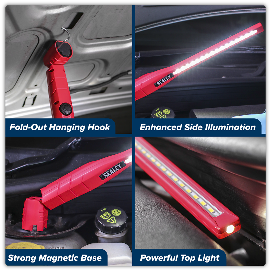 Rechargeable 360° Slim Inspection Light 8W & 1W SMD LED - Red LED3604R