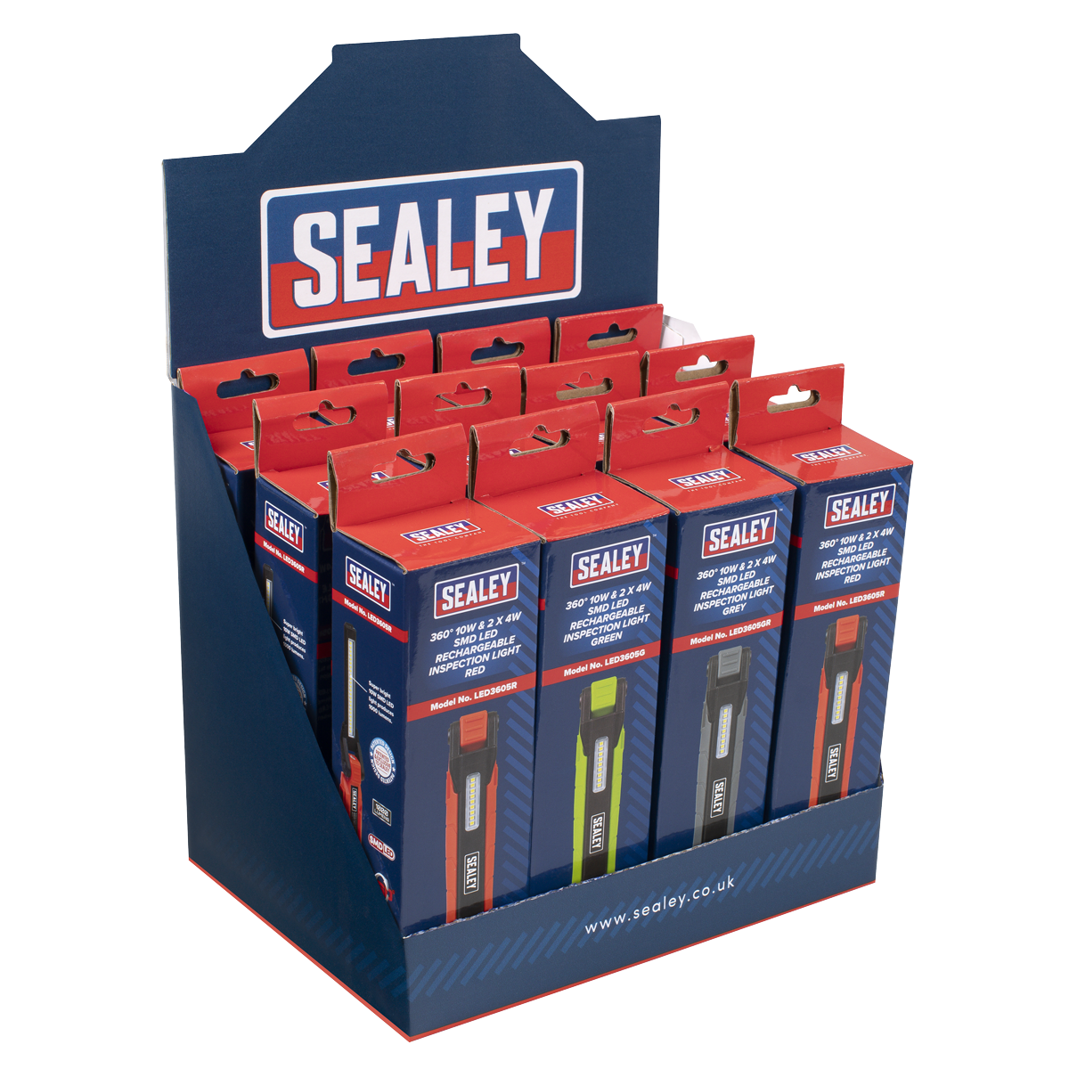 Rechargeable 360° Inspection Lights 10W & 2 x 4W SMD LED - Display Box of 12 LED3605DB