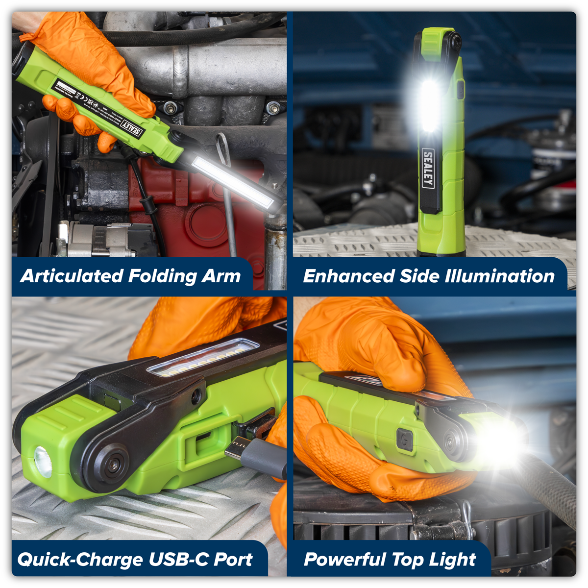 Rechargeable 360° Inspection Light 10W & 2 x 4W SMD LED - Green LED3605G