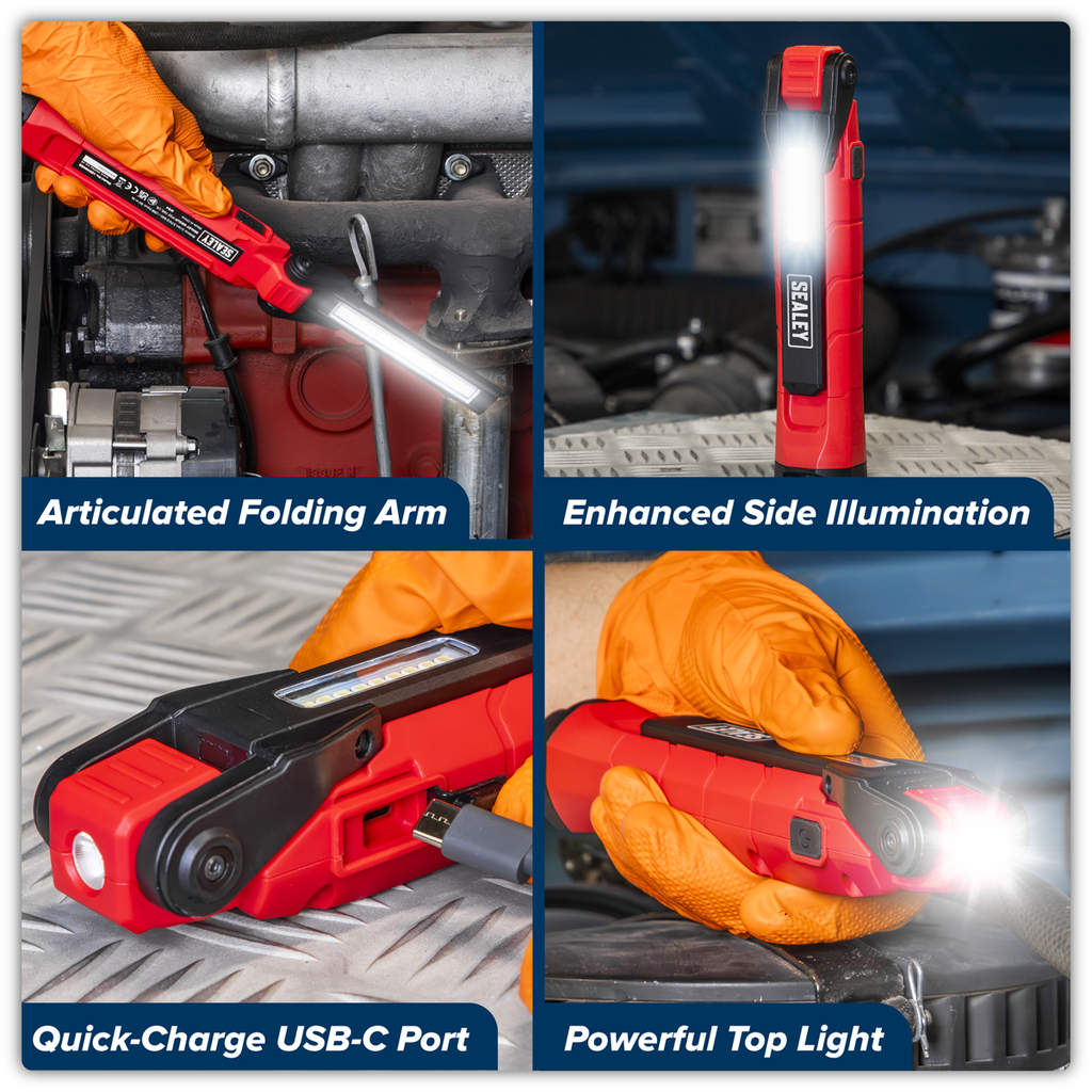 Rechargeable 360° Inspection Light 10W & 2 x 4W SMD LED - Red LED3605R