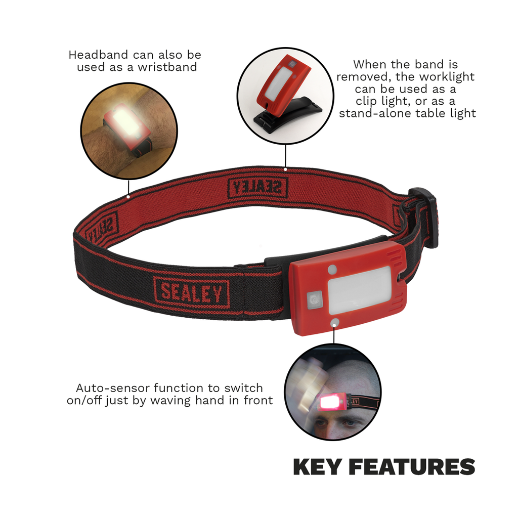 Rechargeable Head Torch with Auto-Sensor 2W COB LED - Red LED360HTR
