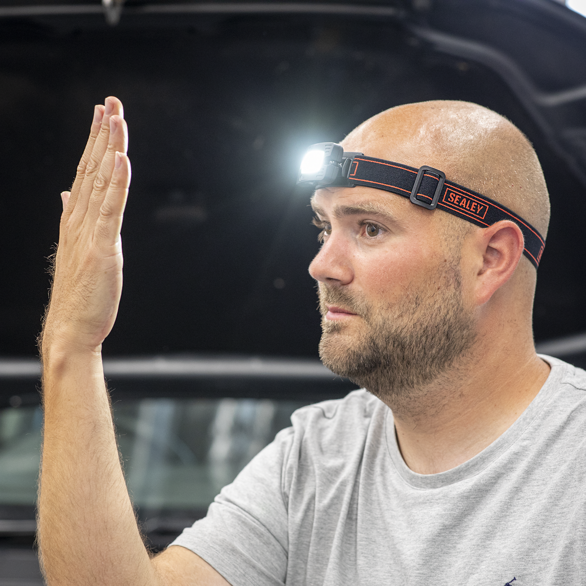 Rechargeable Head Torch with Auto-Sensor 2W COB LED - Black LED360HT