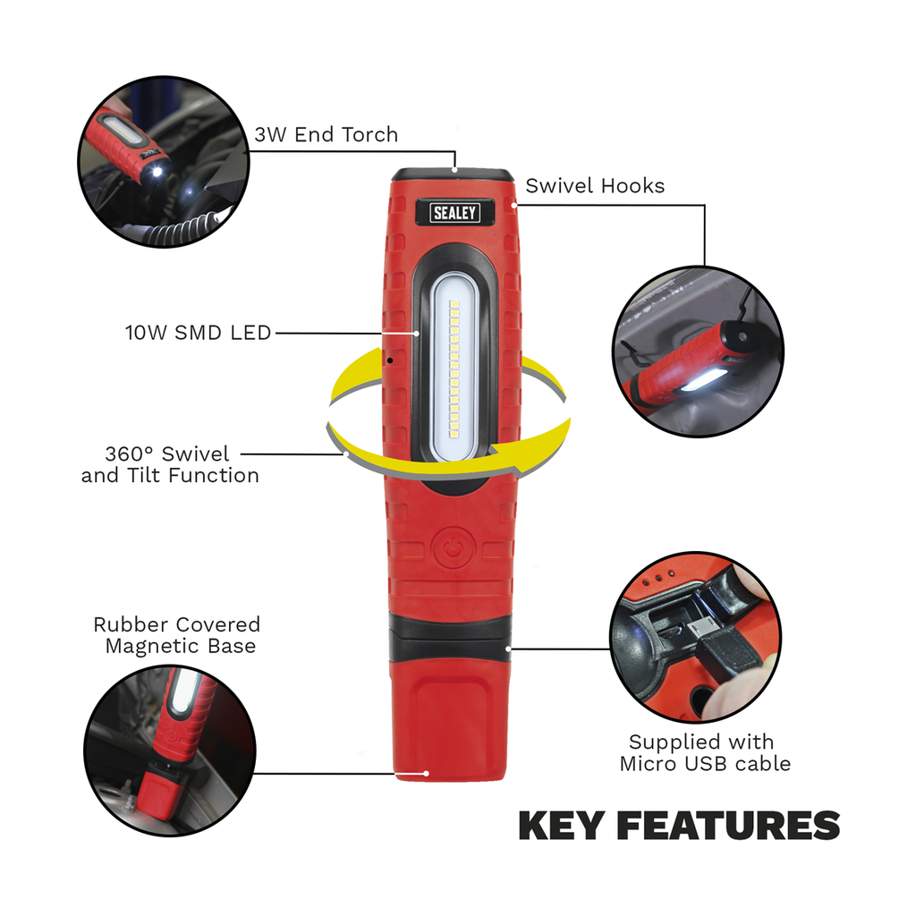 Rechargeable 360° Inspection Light 10W & 3W SMD LED LED360PLUSR