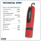 Rechargeable 360° Inspection Light 8W & 3W SMD LED - Red LED360R
