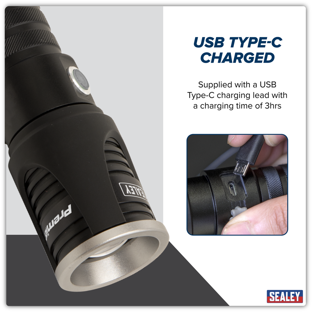 Rechargeable Aluminium Torch with Adjustable Focus 5W SMD LED LED4491