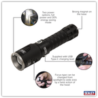 Rechargeable Aluminium Torch with Adjustable Focus 5W SMD LED LED4491