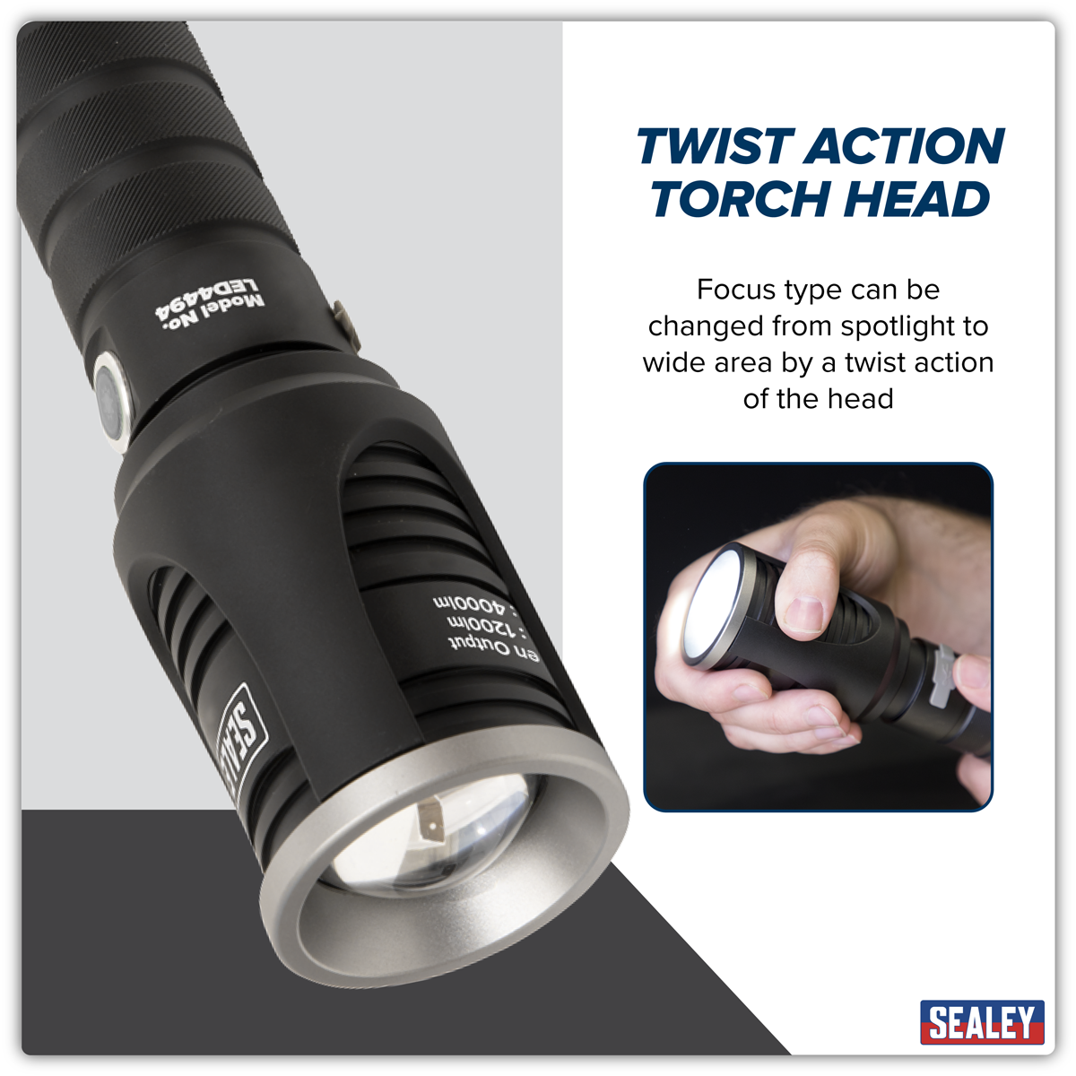 Rechargeable Aluminium Torch with Adjustable Focus 60W COB LED LED4494