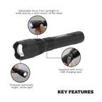 Rechargeable Aluminium Torch with Adjustable Focus 10W SMD LED LED449