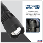 Rechargeable Aluminium Torch with Adjustable Focus 10W SMD LED LED449